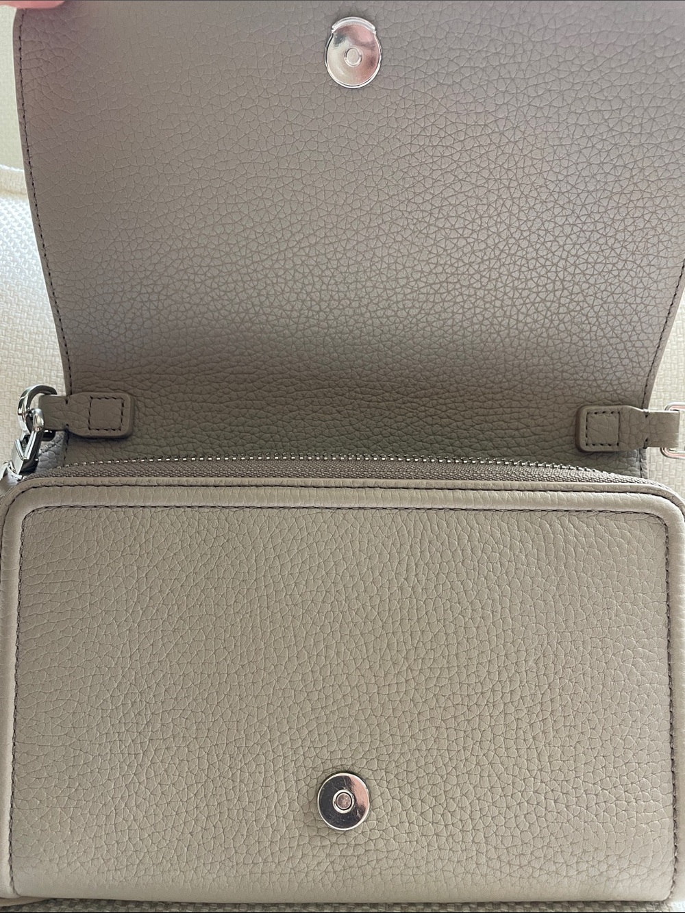 Tory Burch Taupe Pebbled Leather Crossbody Shoulder Bag - Picture 5 of 13